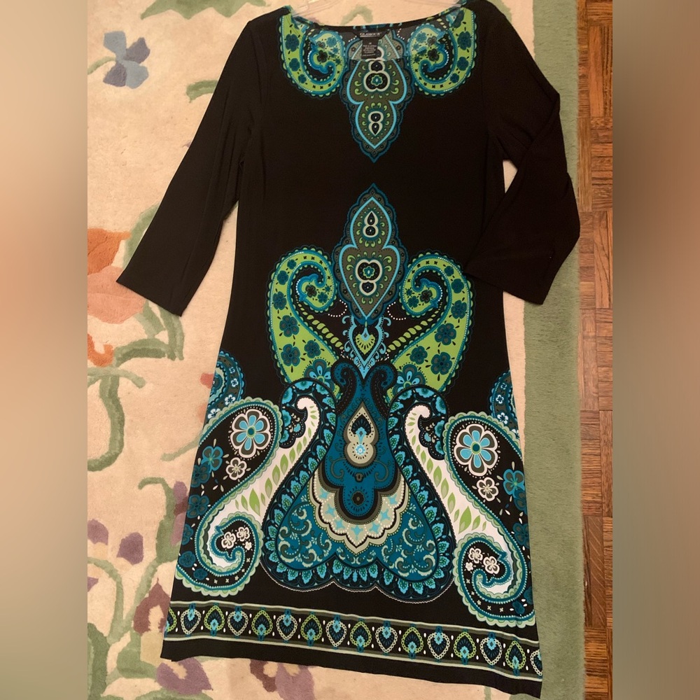 Glamour Black and Blue Paisley Dress